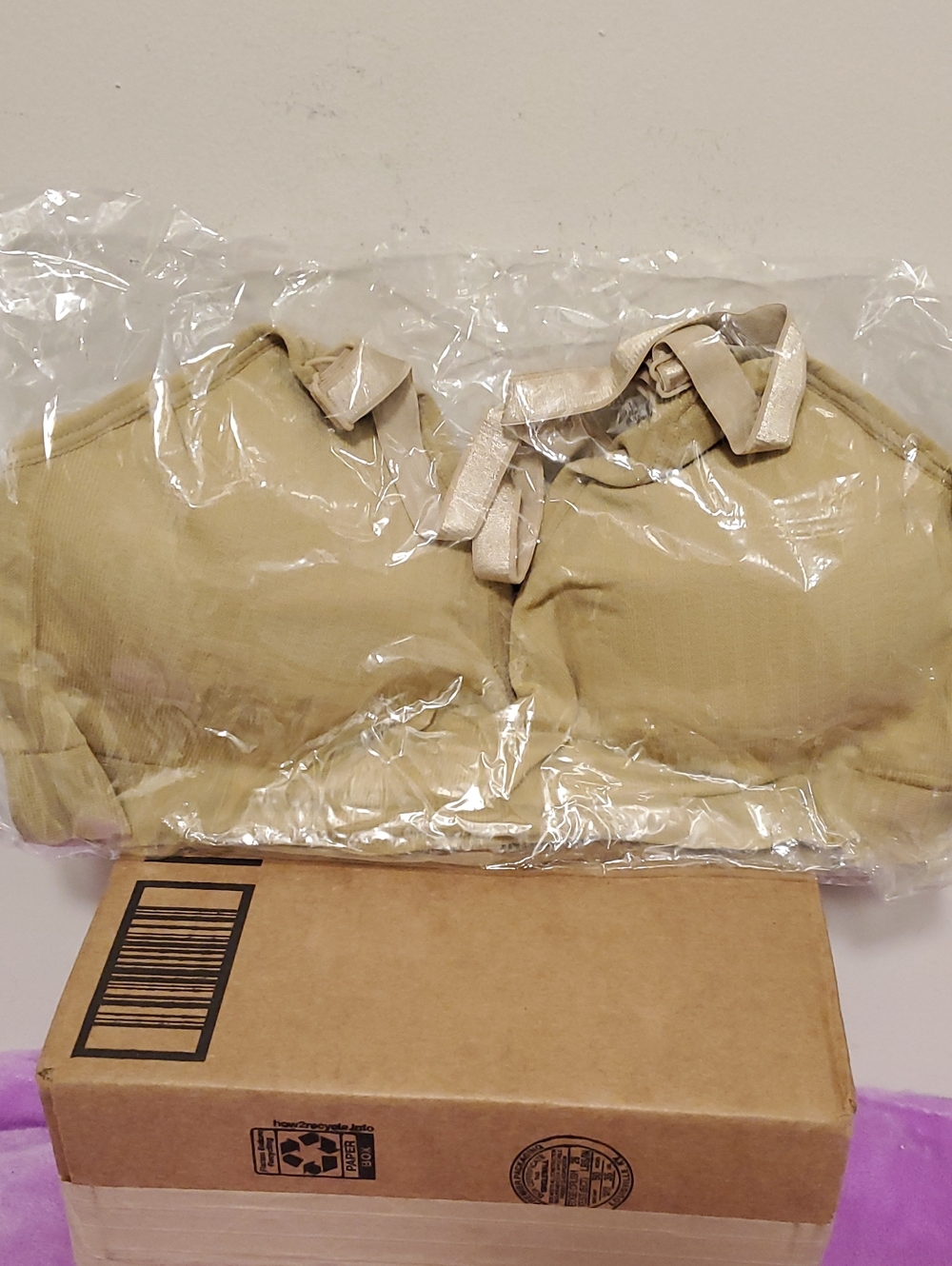 PrettyLittleThing Ribbed Beige Padded Bra